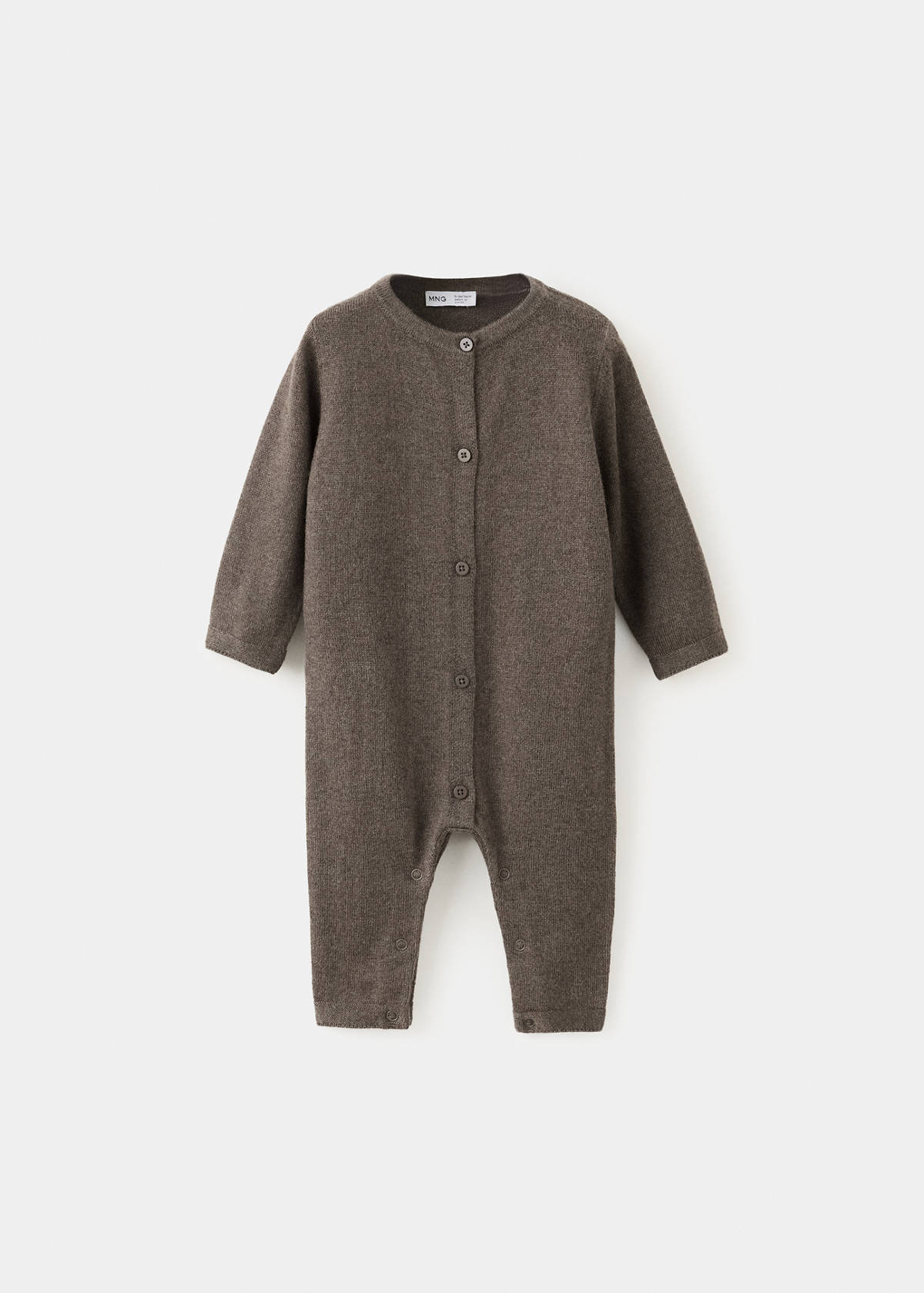 Single-knit button-up jumpsuit — Chocolate