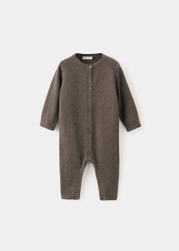 Single-knit button-up jumpsuit — Chocolate