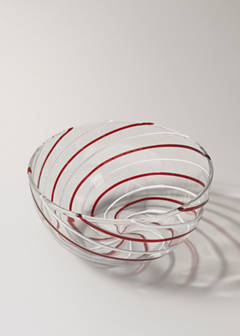 Striped glass bowl — Red 2