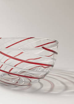 Striped glass bowl — Red 3