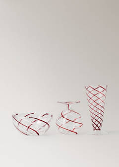 Striped glass bowl — Red 4