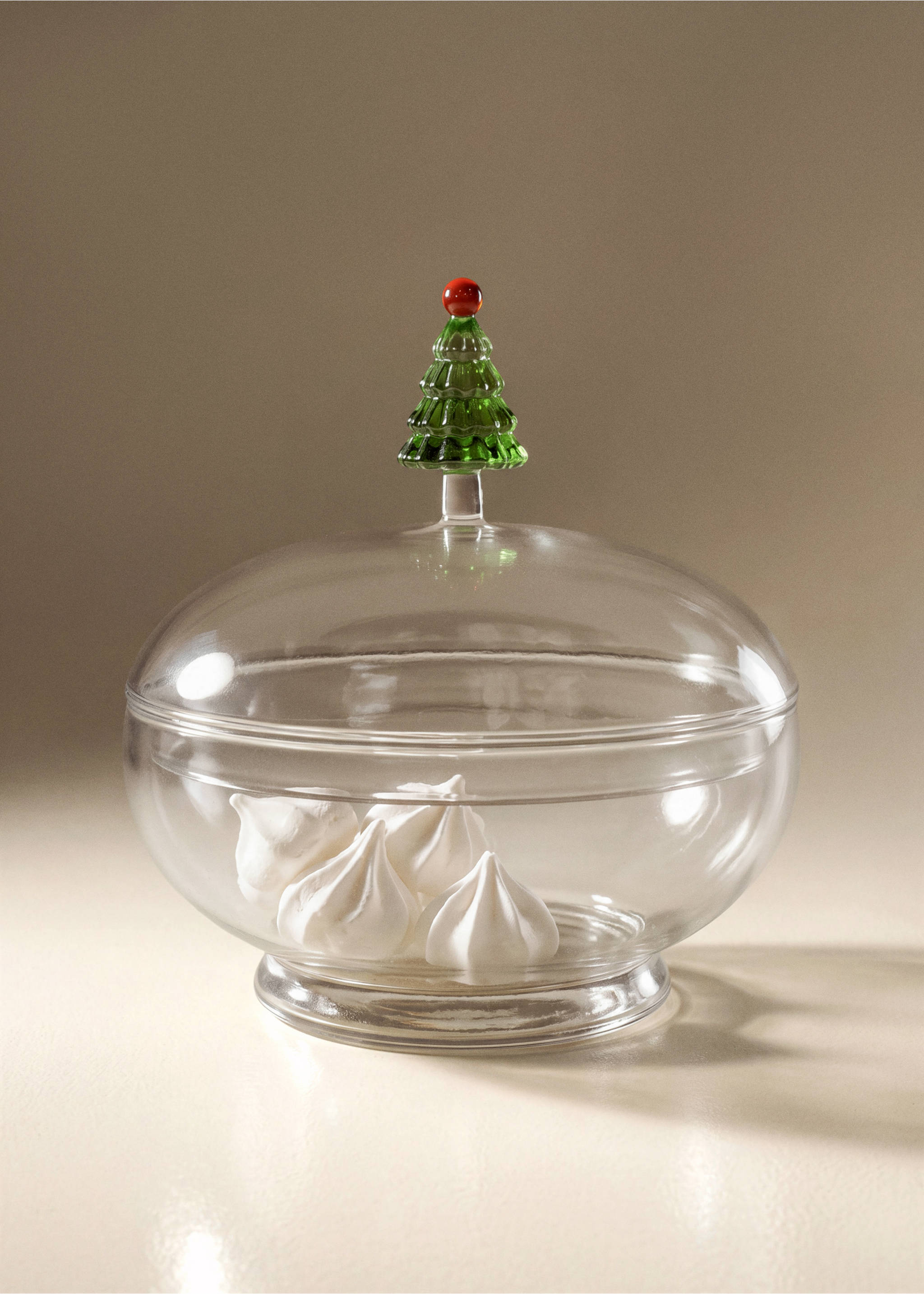 Zuckerdose aus Glas mit Deckel, Baumdetail - Allgemeine Ansicht, Waldgrün. Ref: 37097891-00.