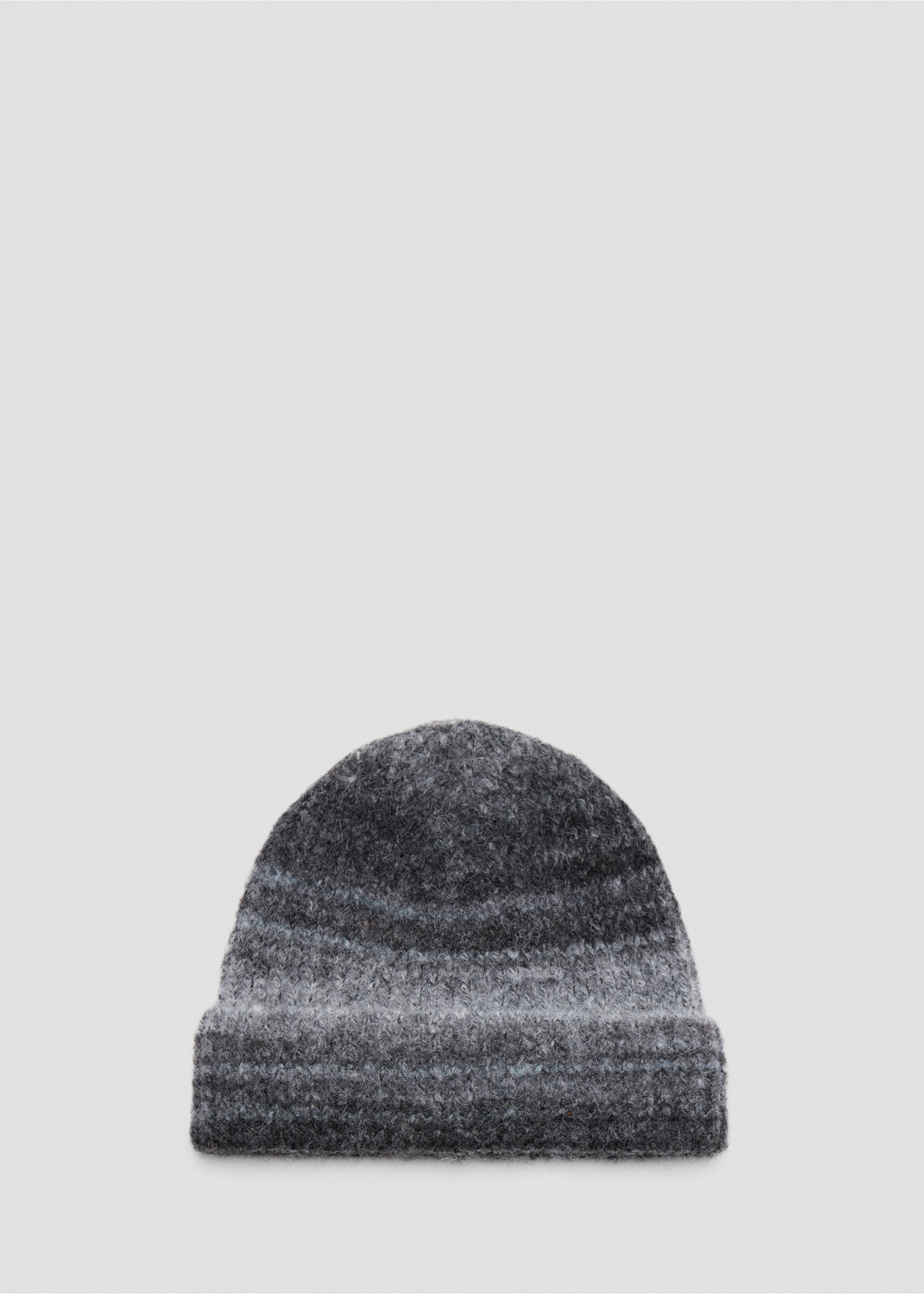 Dark grey knitted beanie with a textured fuzzy surface and a folded cuff., Grey. Ref: 37097896-00.