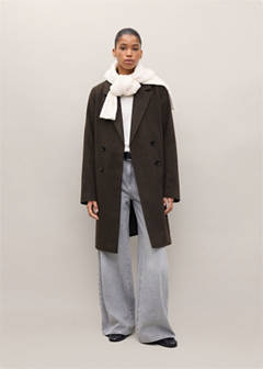 Wool blend striped coat — Chocolate 2