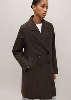 Wool blend striped coat — Chocolate 1