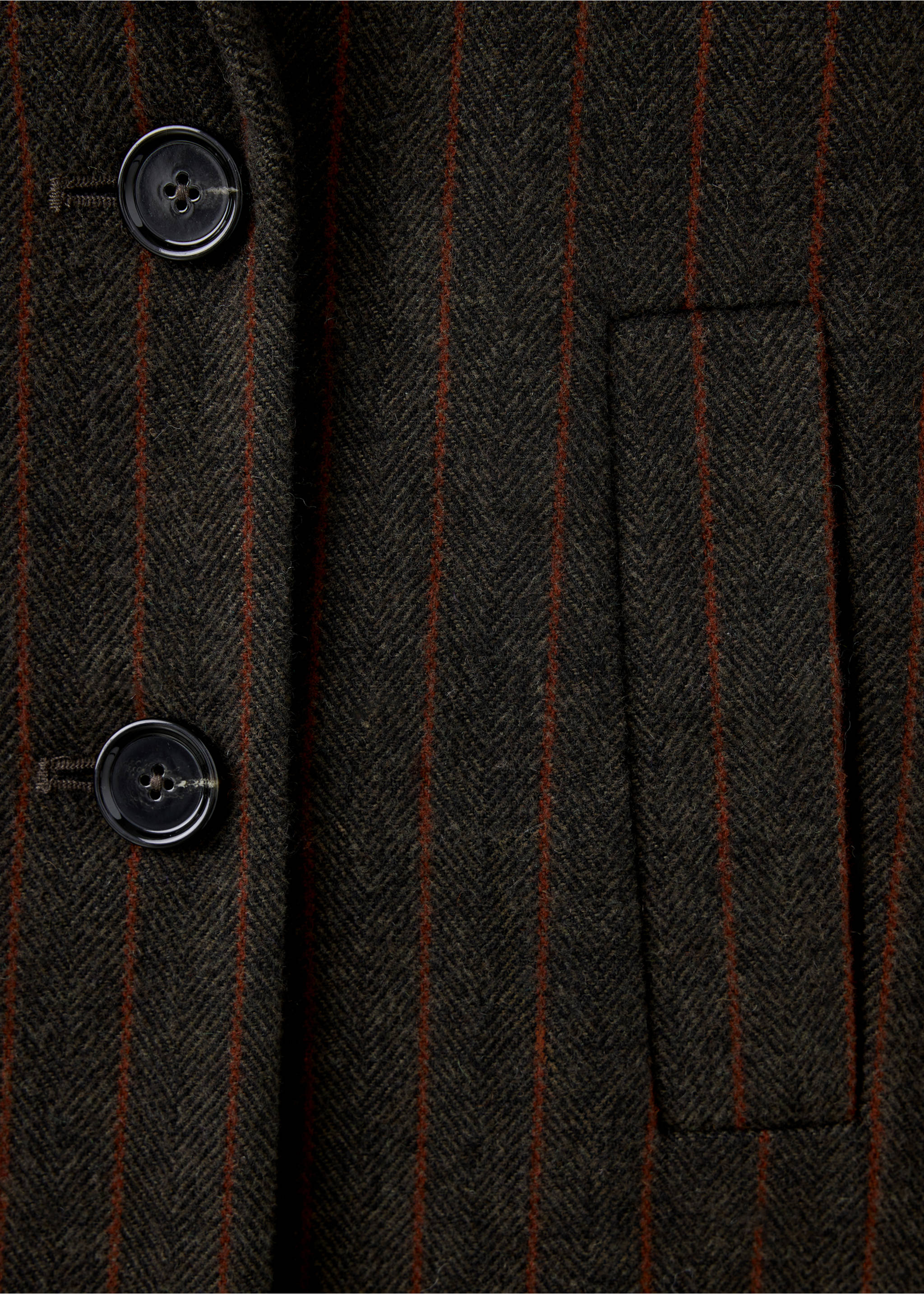 Manteau en mélange de laine à rayures - Détail de l'article 8, Chocolat. Ref: 37097903-00.