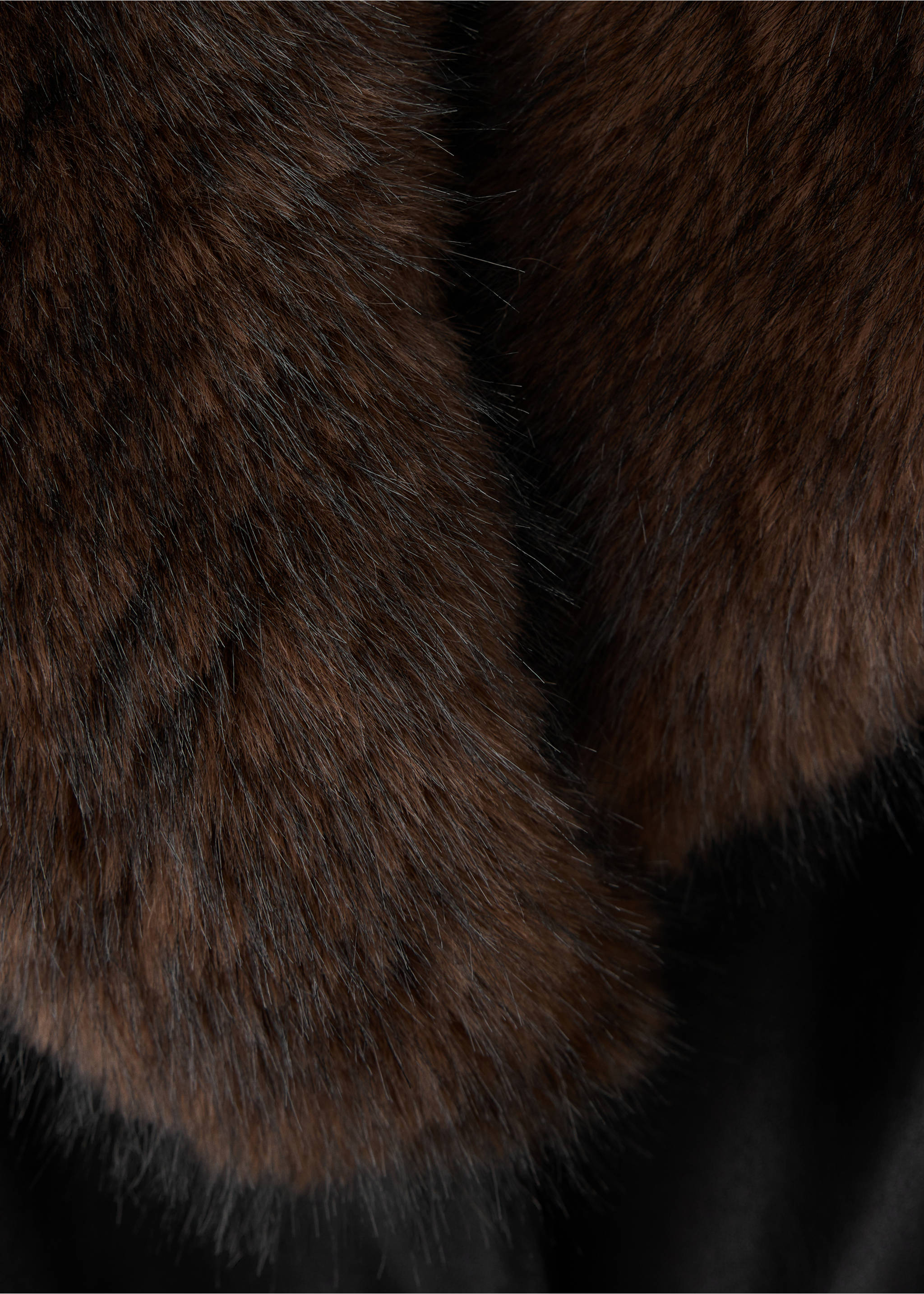 Faux-leather coat with fur-effect trim - Details of the article 8, Black. Ref: 37097907-00.