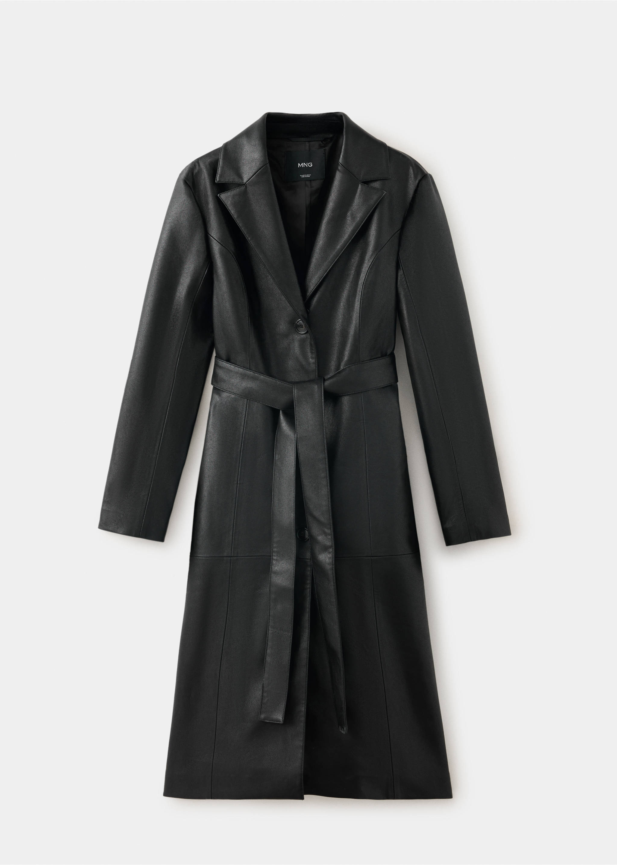 Faux-leather coat with fur-effect trim - Details of the article 0, Black. Ref: 37097907-00.