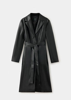 Faux-leather coat with fur-effect trim — Black 10