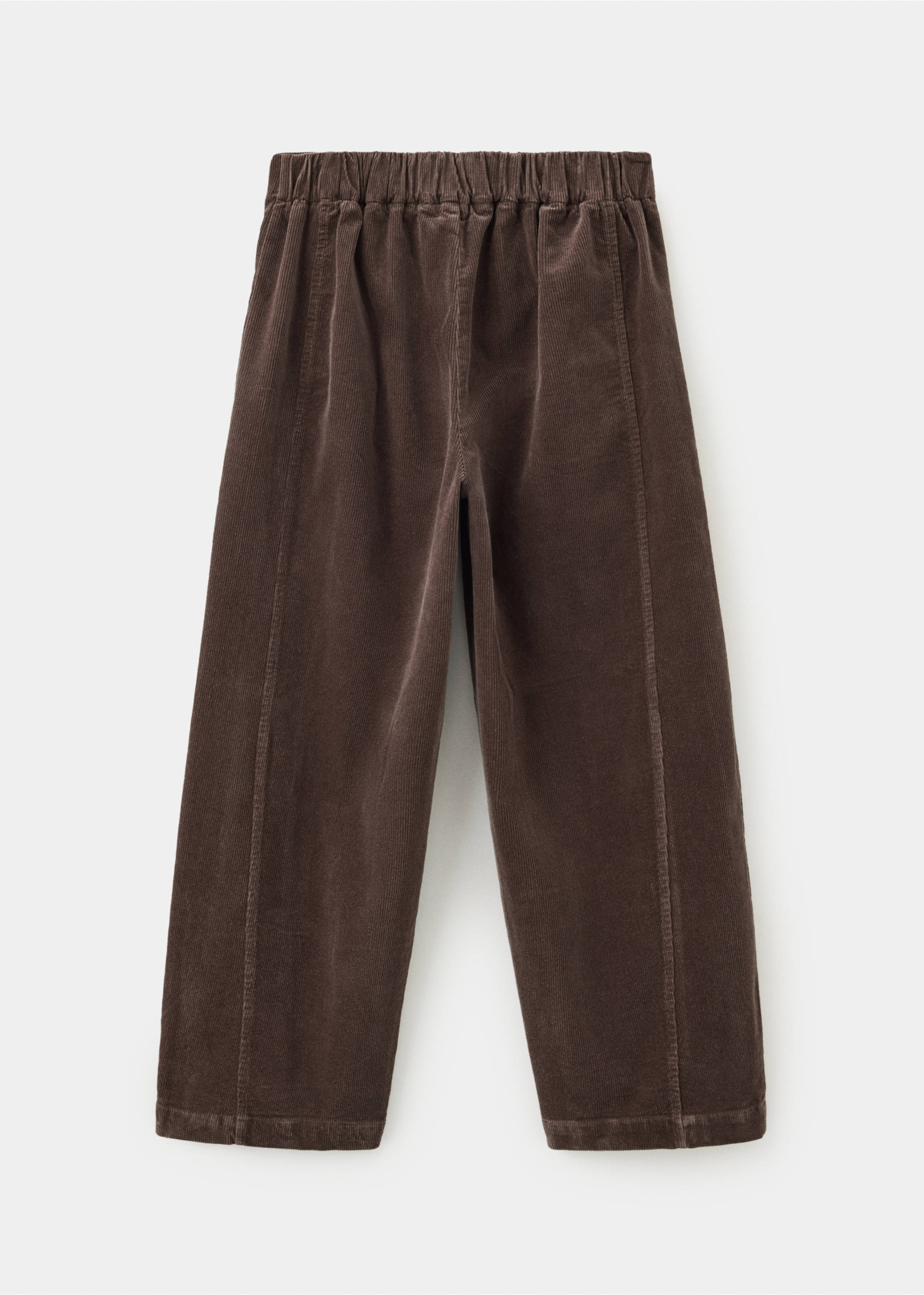 Brown corduroy trousers with an elasticated waistband, back view., Brown. Ref: 37097908-00.