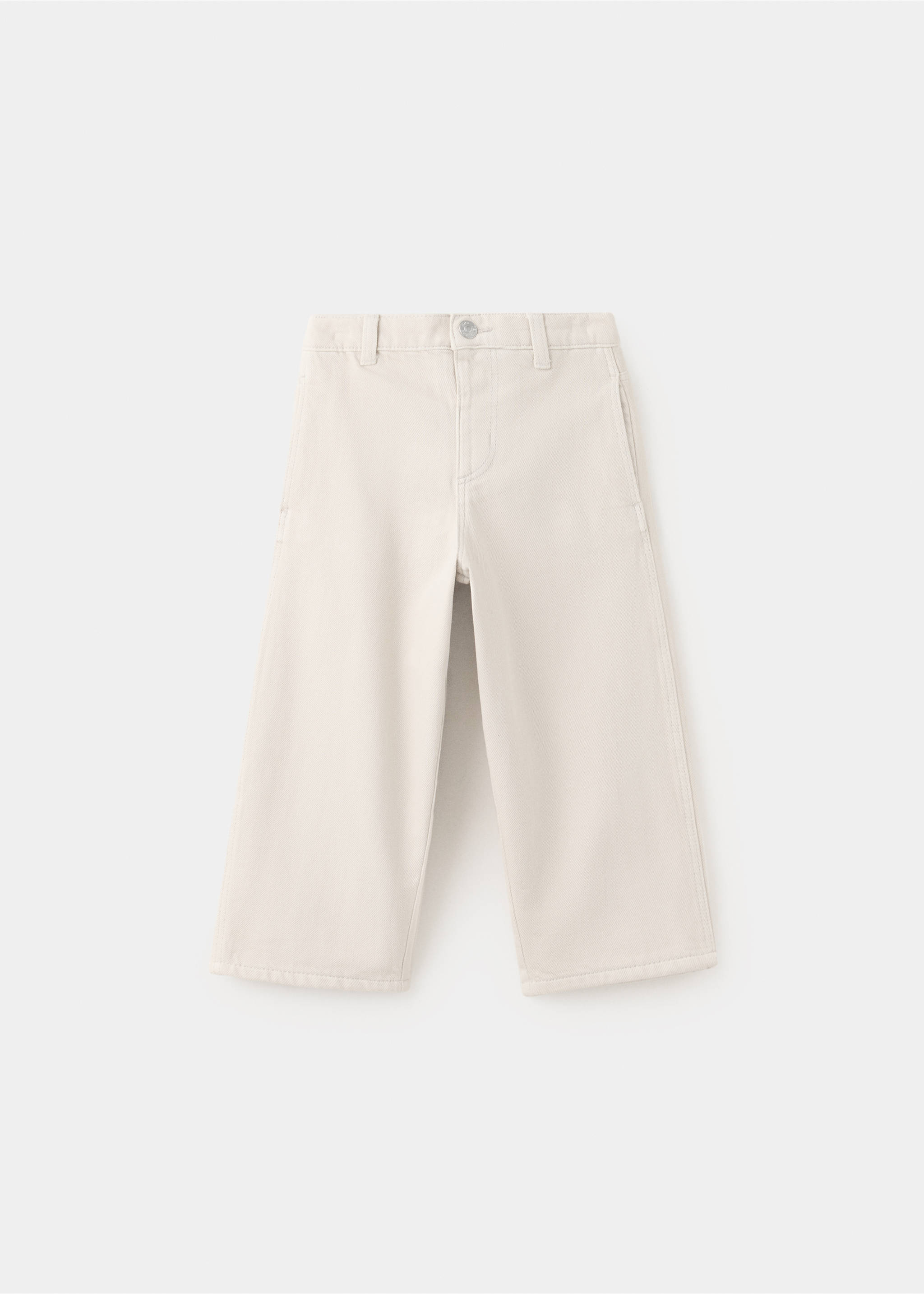 Off-white kids' straight-leg trousers with belt loops., Sand. Ref: 37097909-00.