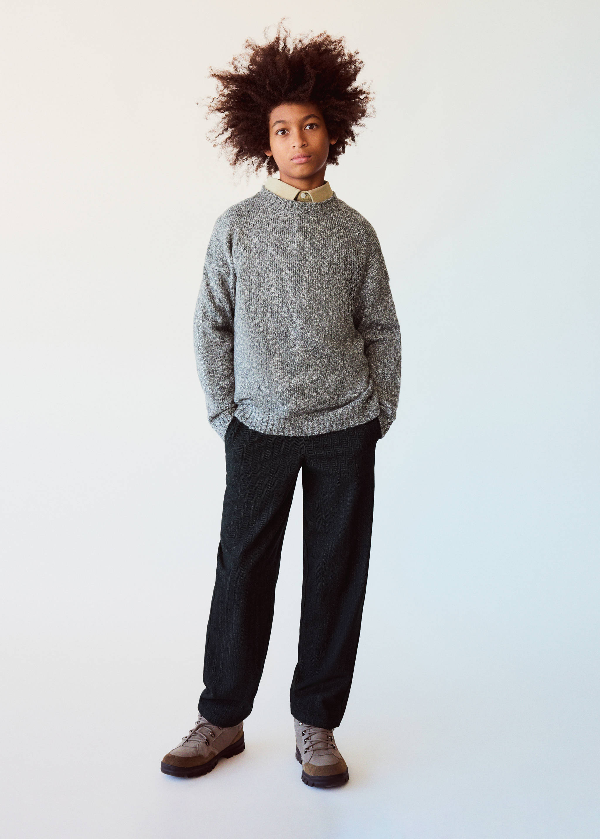 Relaxed-fit herringbone trousers - General plane