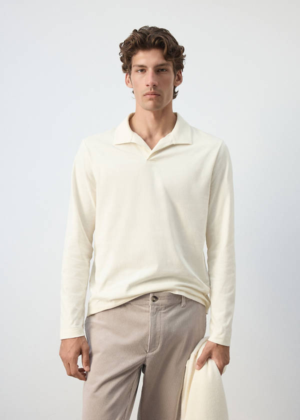 Slim fit 100% cotton polo — Off White