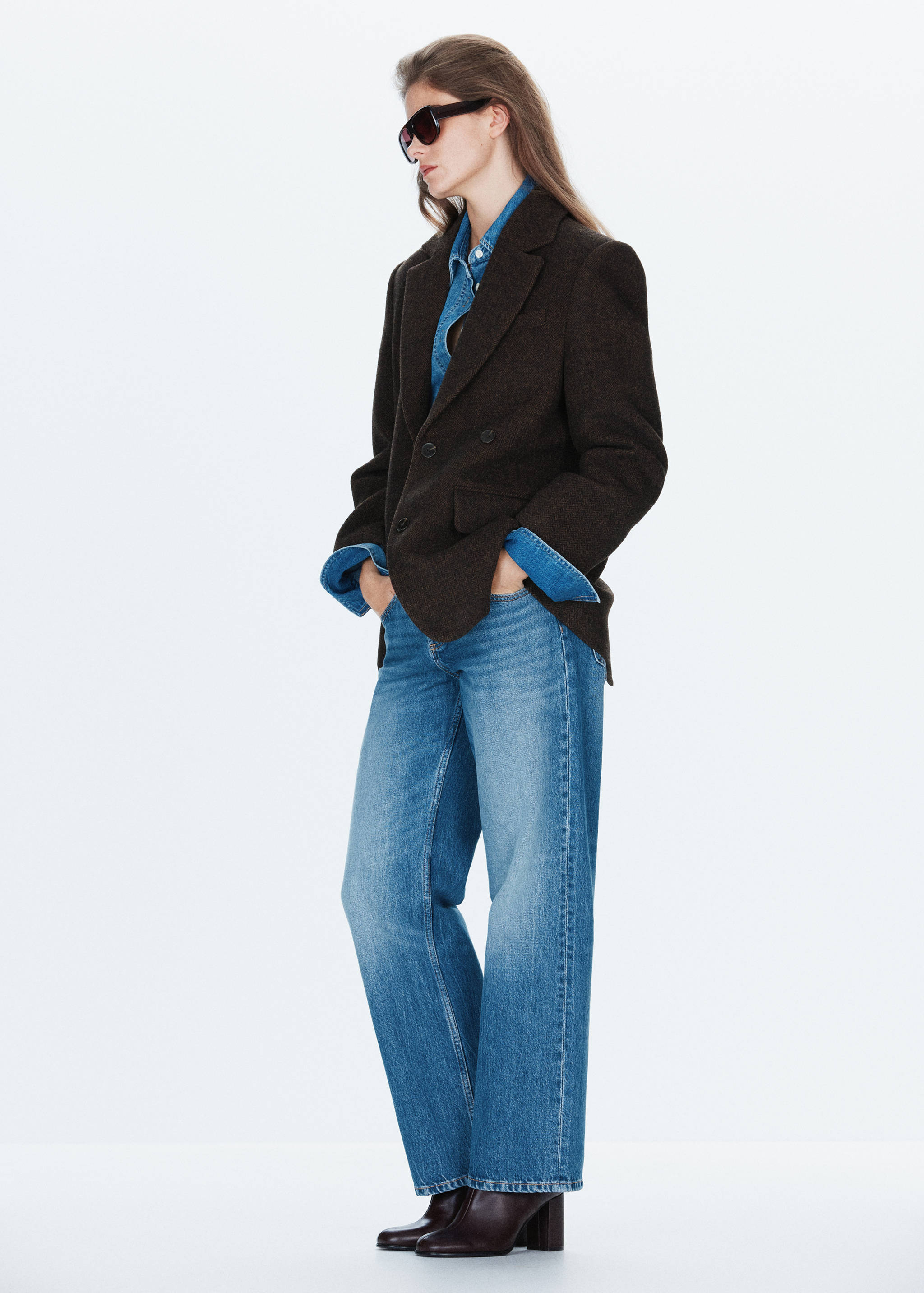 Gerade geschnittener Blazer im Hahnentrittmuster - Allgemeine Ansicht