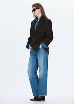 Straight-fit double-breasted suit jacket — Brown 2