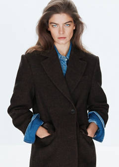 Straight-fit double-breasted suit jacket — Brown 4