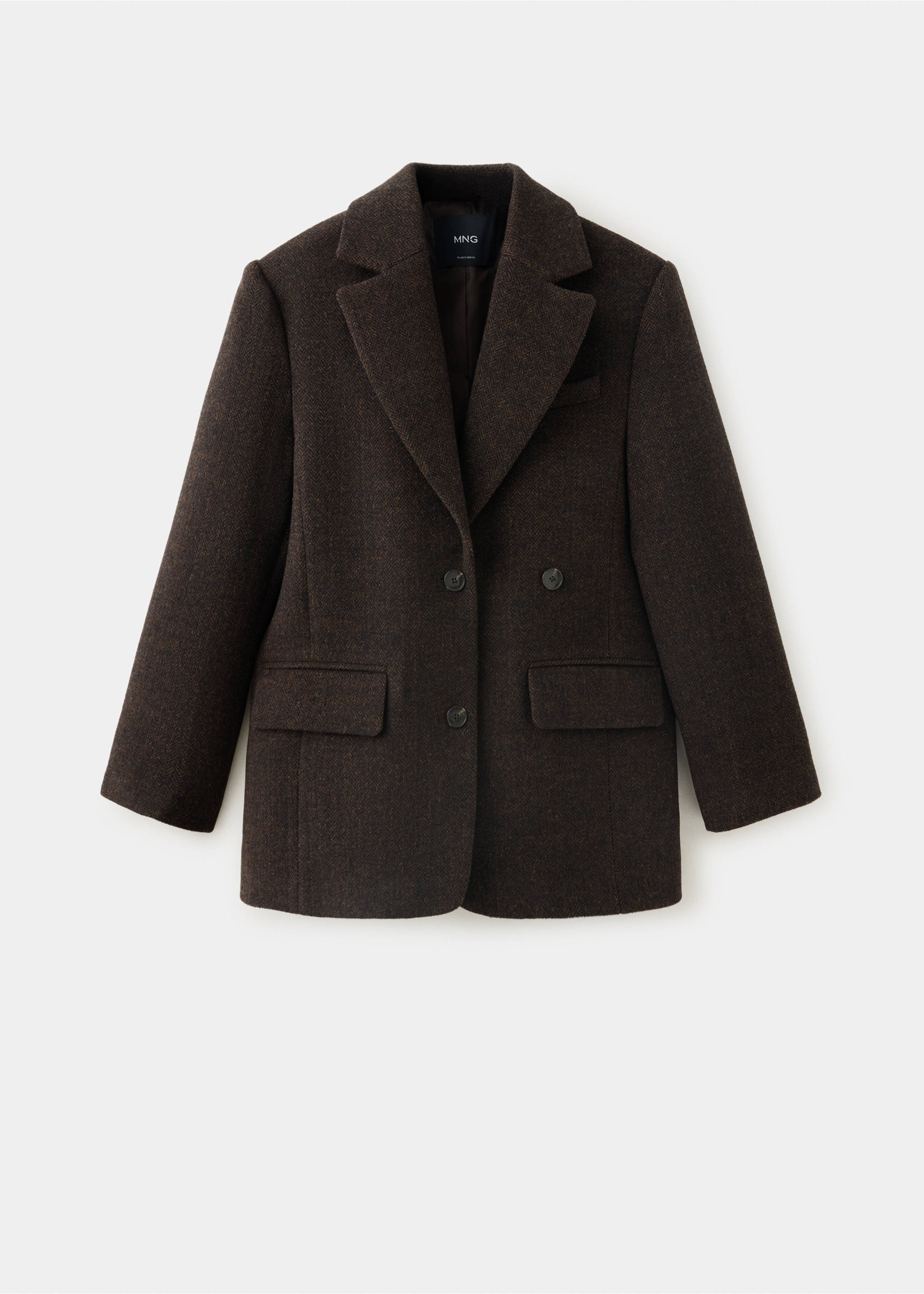 Gerade geschnittener Blazer im Hahnentrittmuster - Artikel ohne Model, Braun. Ref: 37097912-00.