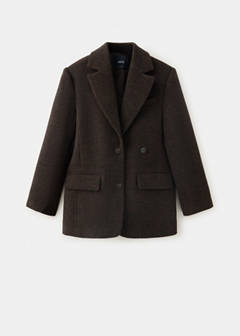 Straight-fit double-breasted suit jacket — Brown 5