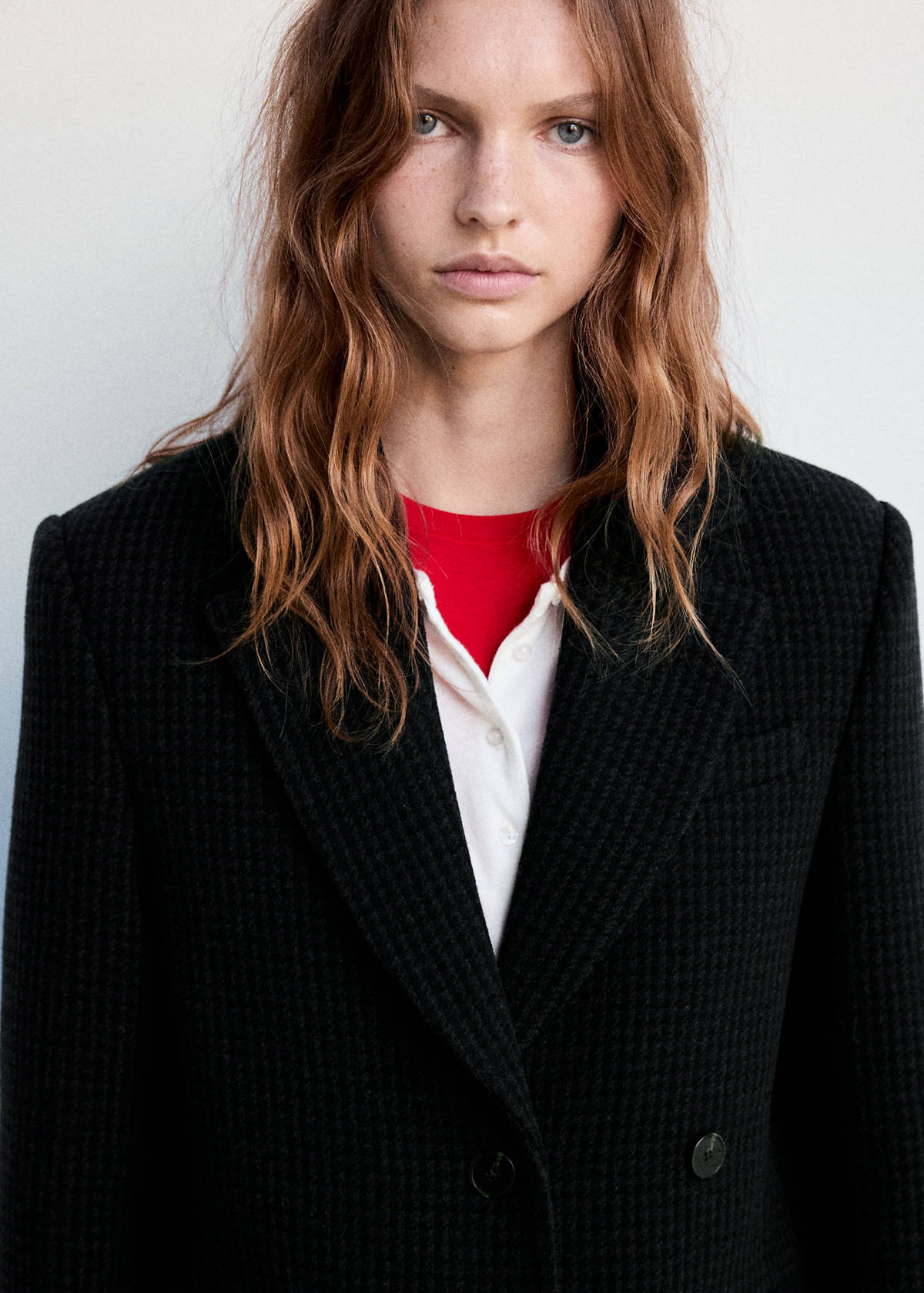 Straight-fit double-breasted suit jacket — Blue