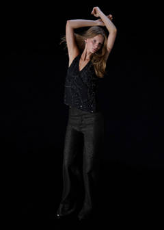 Wide leg jeans with rhinestones — Black 5