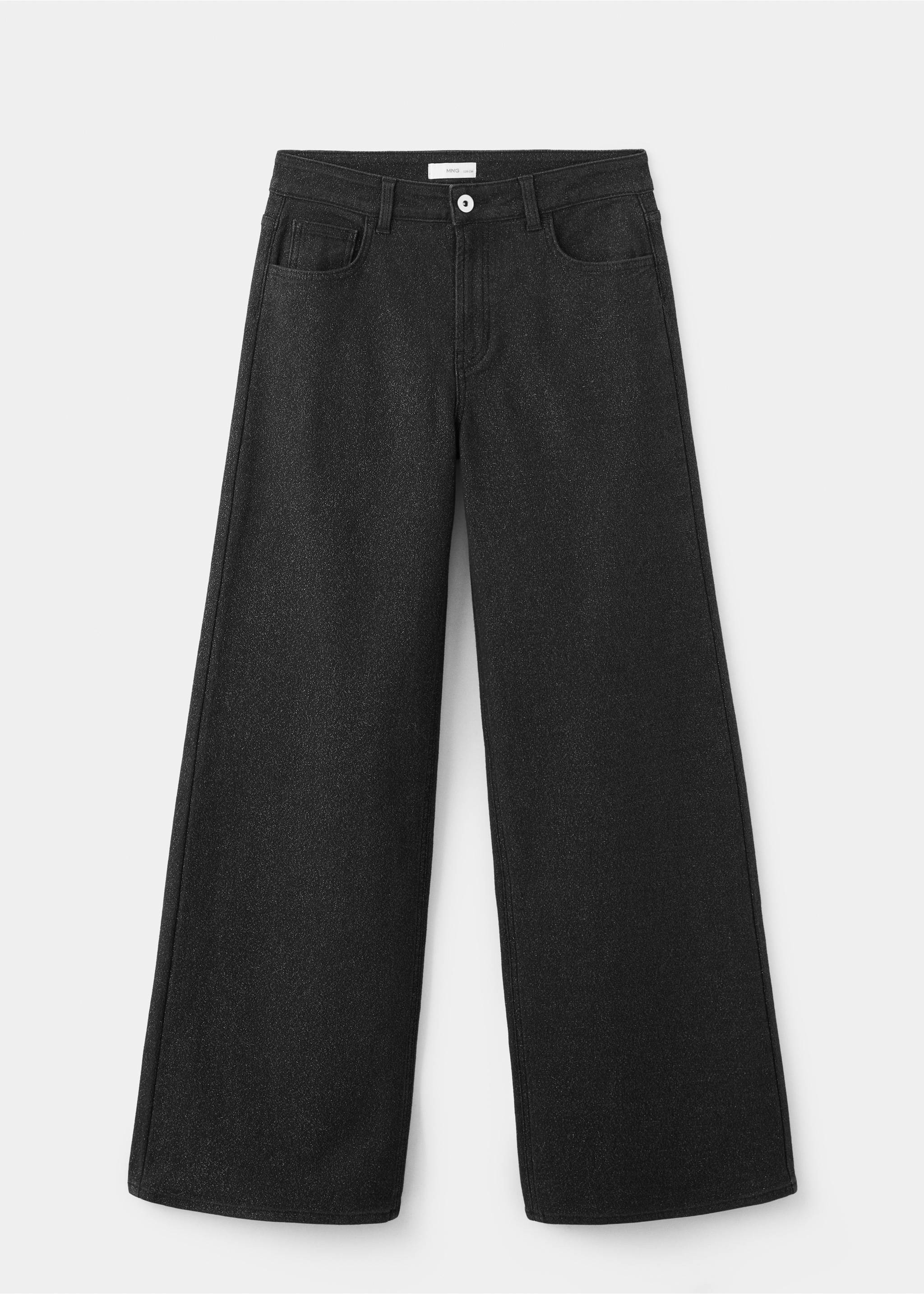 Pantalones vaqueros de pernera ancha en tejido denim gris oscuro con acabado metalizado y diseño de cinco bolsillos., Negro. Ref: 37097915-00.