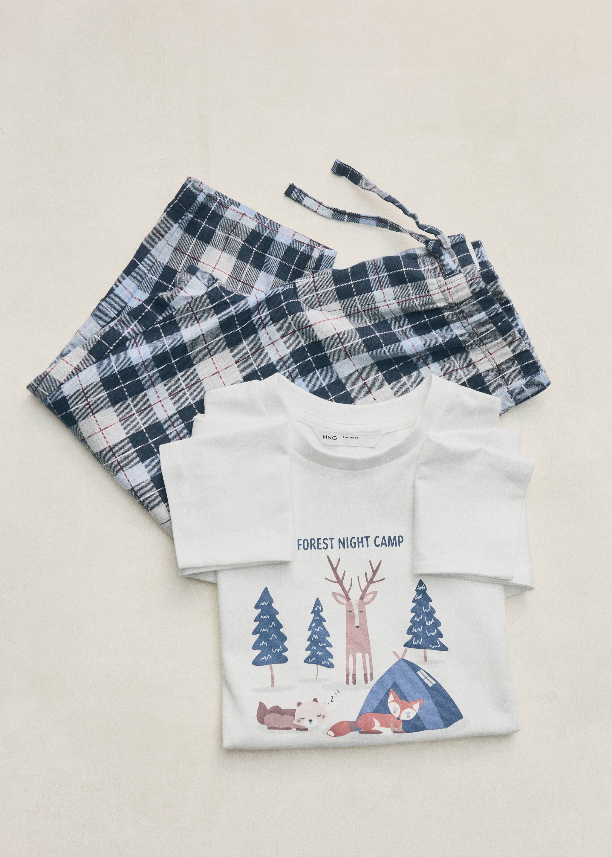 Full checked flannel pyjamas - Details of the article 5, Night Blue. Ref: 37097916-00.