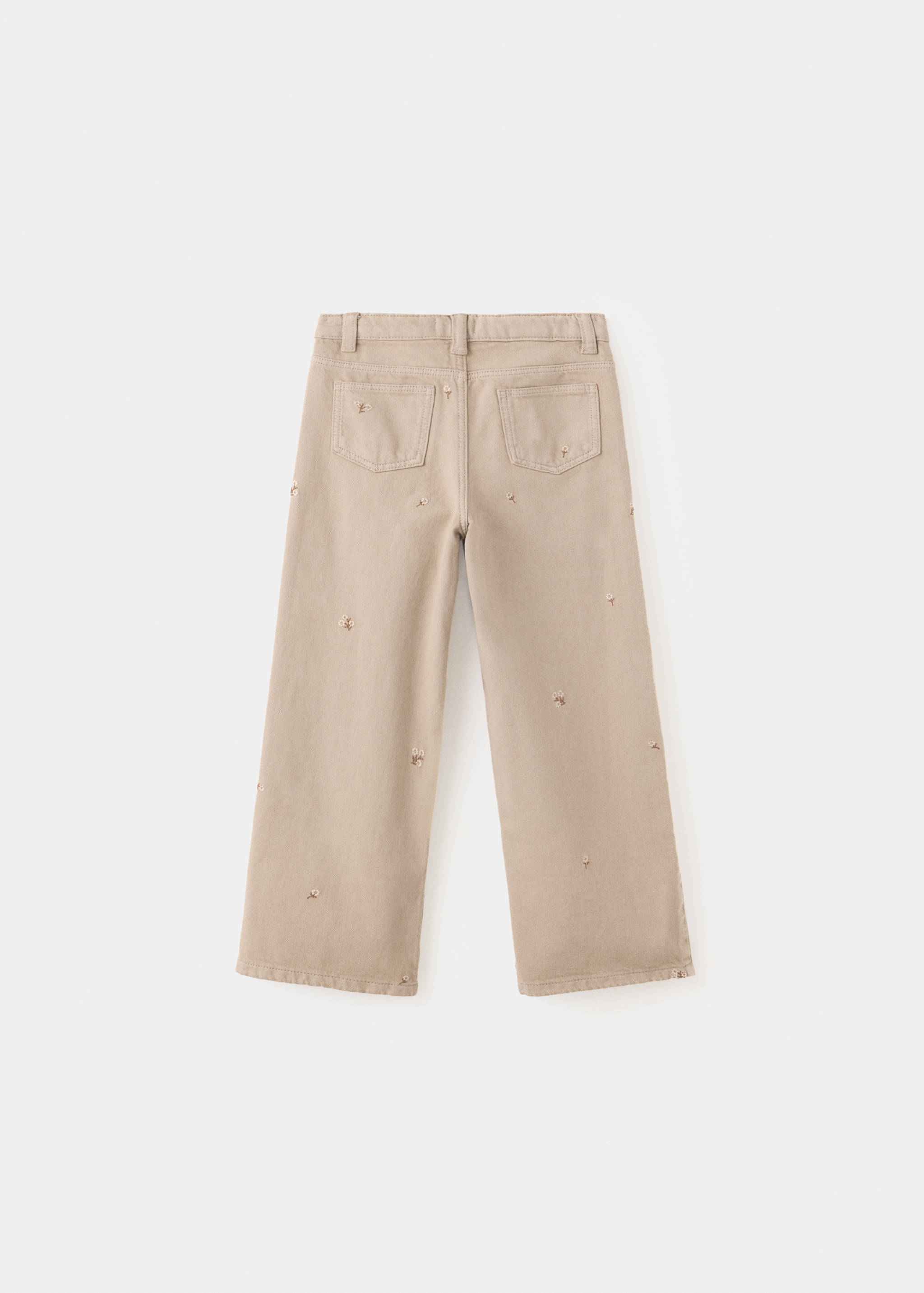 Wide-leg jeans with embroidered floral embroidery - Reverse of the article