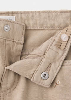 Wide-leg jeans with embroidered floral embroidery — Beige 3