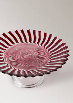 Striped glass kitchen container — Red 2