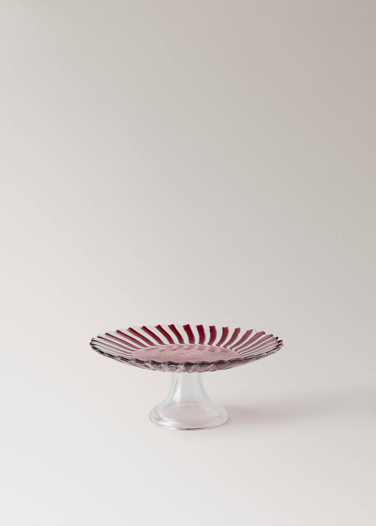 Striped glass kitchen container — Red