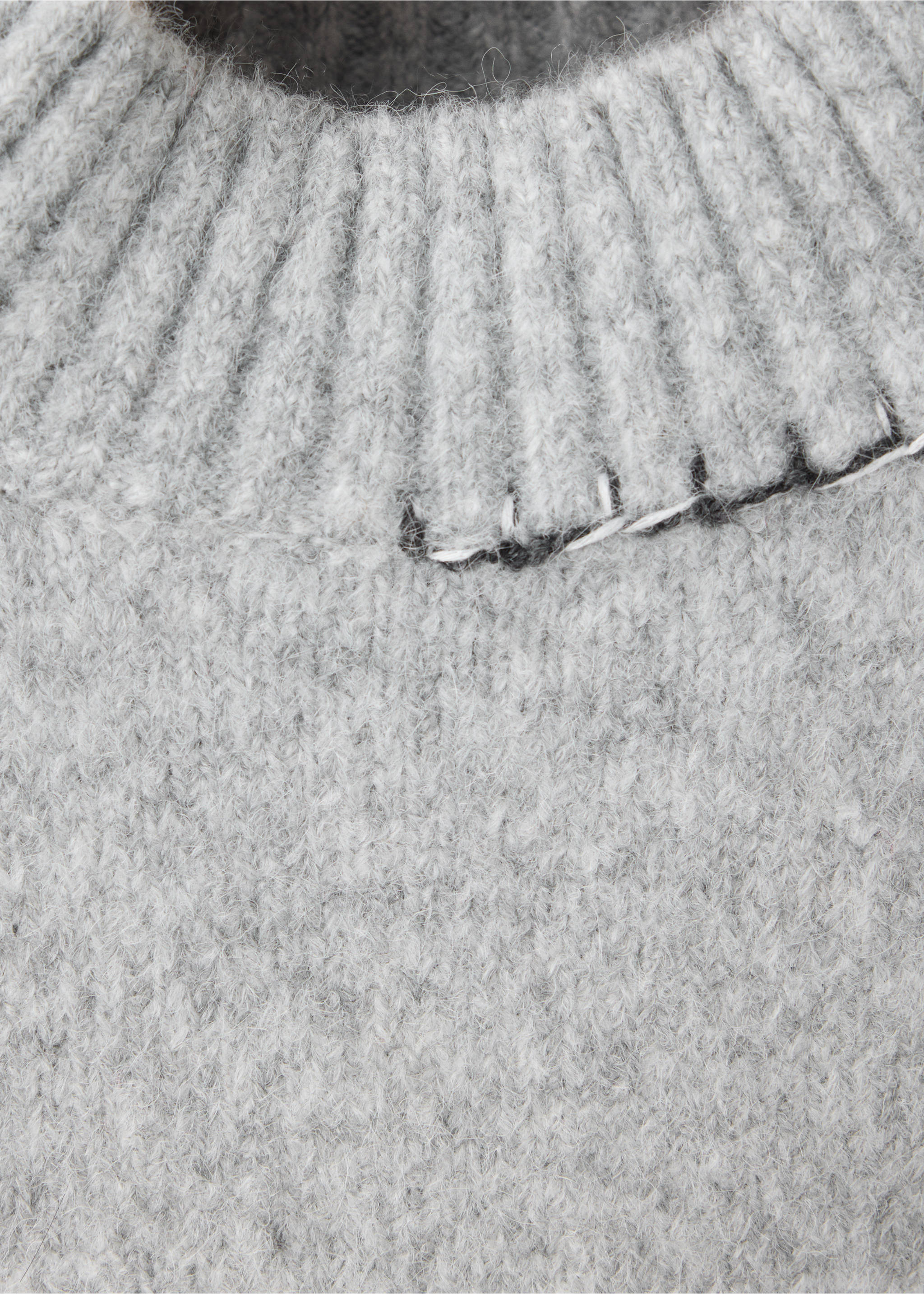 Ribbed funnel-neck jumper with trims - Details of the article 8, Grey. Ref: 37097920-00.