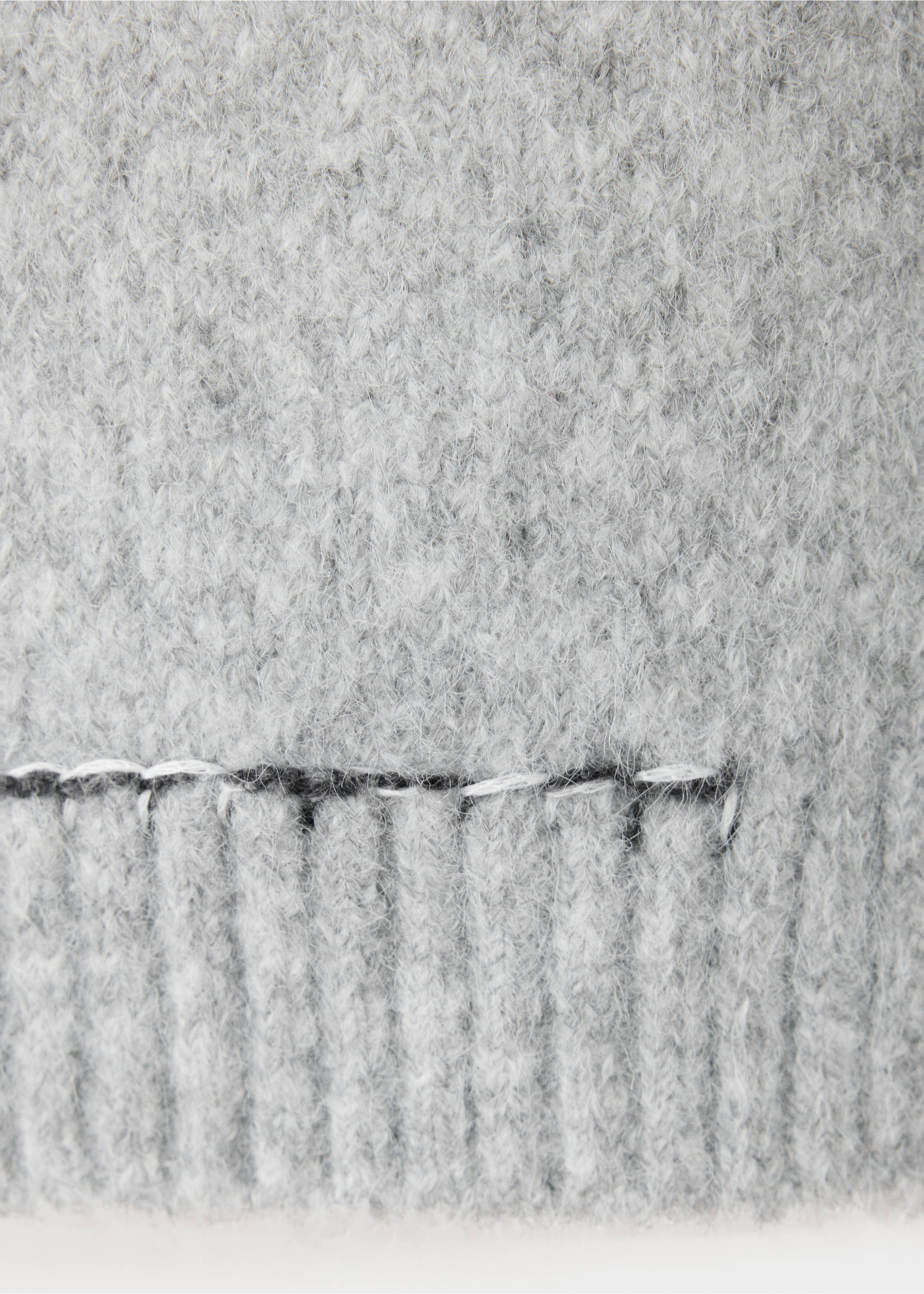 Ribbed funnel-neck jumper with trims - Details of the article 0, Grey. Ref: 37097920-00.
