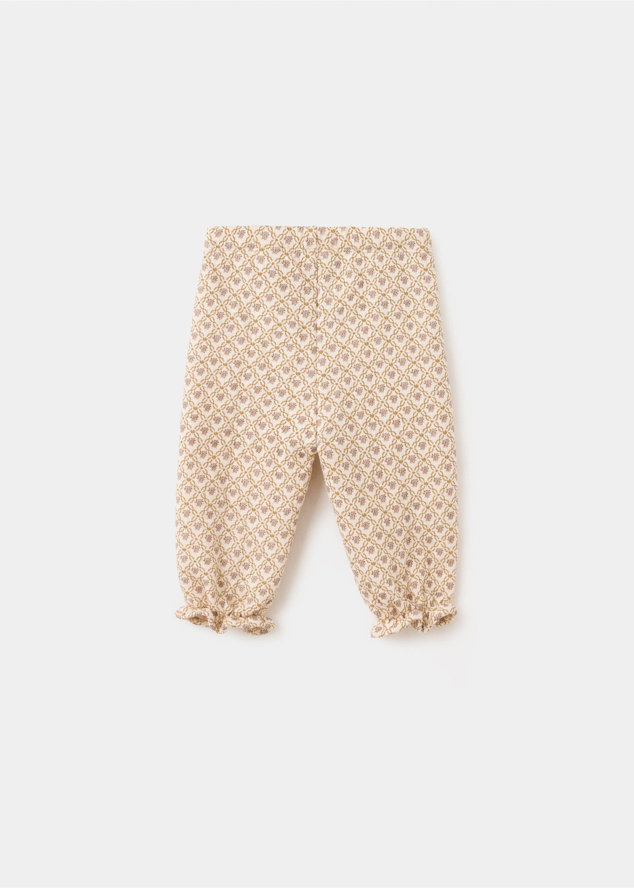 Back view of patterned kids' joggers with ruffled cuffs., Beige. Ref: 37097935-00.