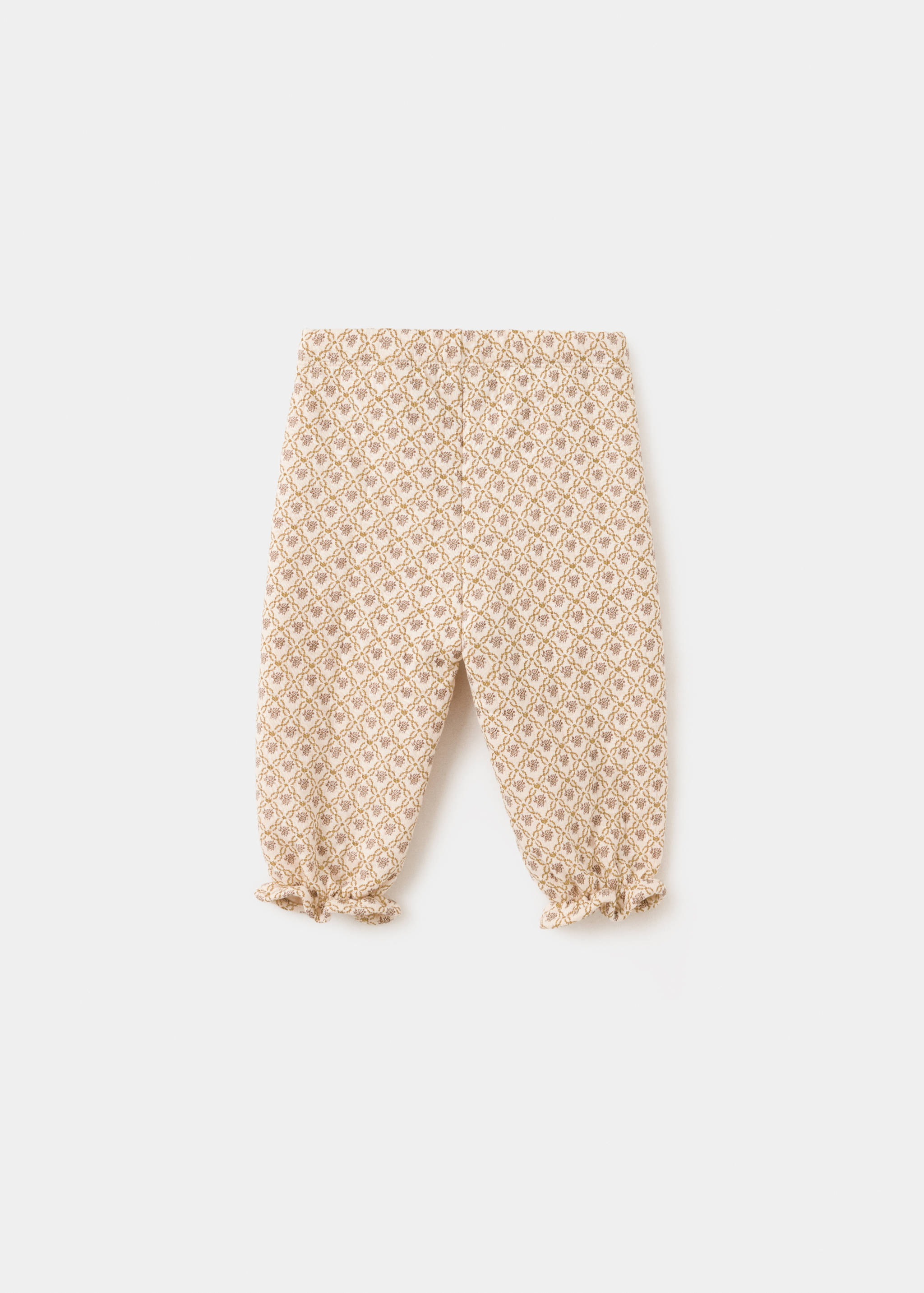 Back view of patterned kids' joggers with ruffled cuffs.