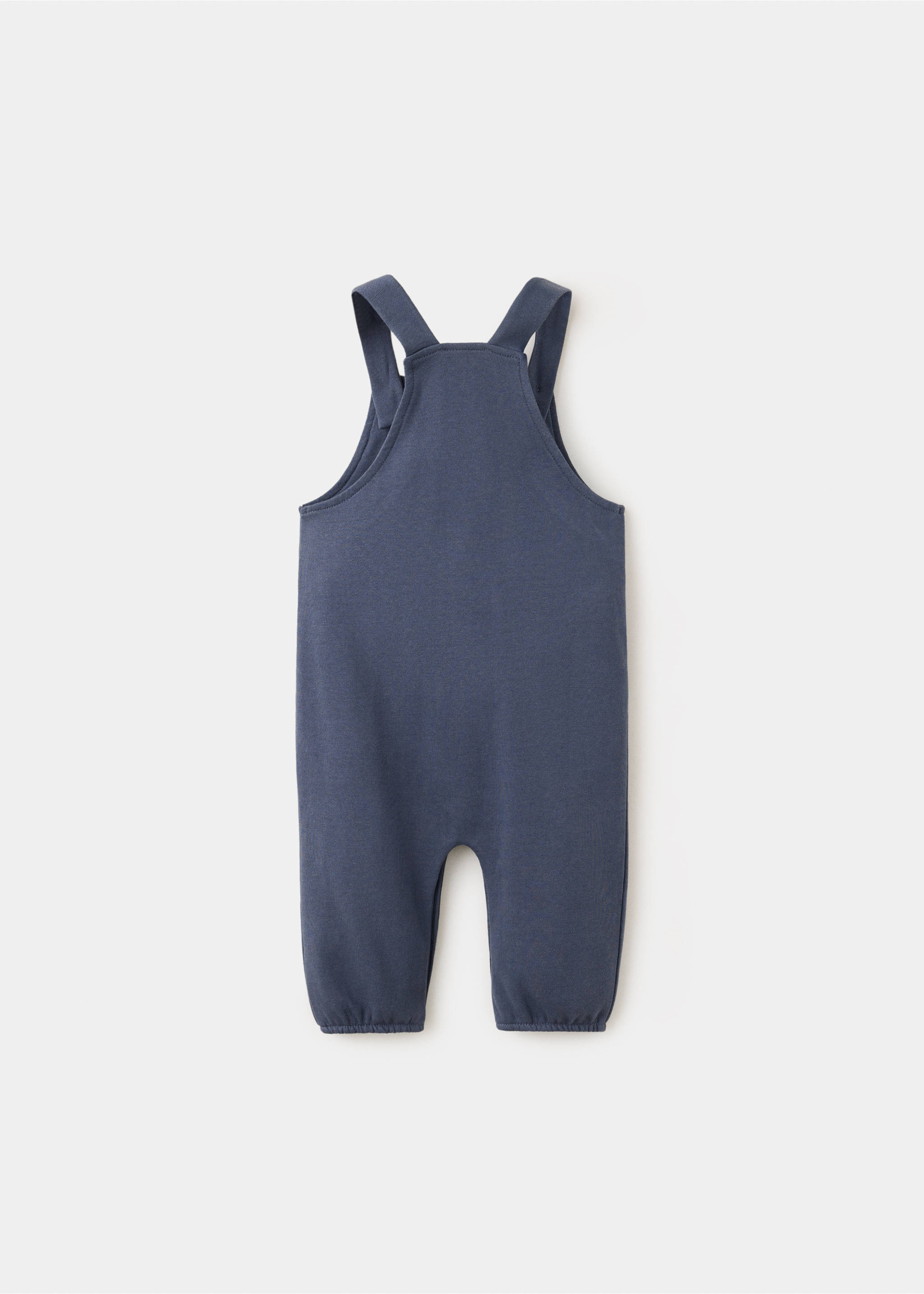 Dark blue kids' dungarees, back view, with shoulder straps and elastic cuffs., Navy. Ref: 37097936-00.