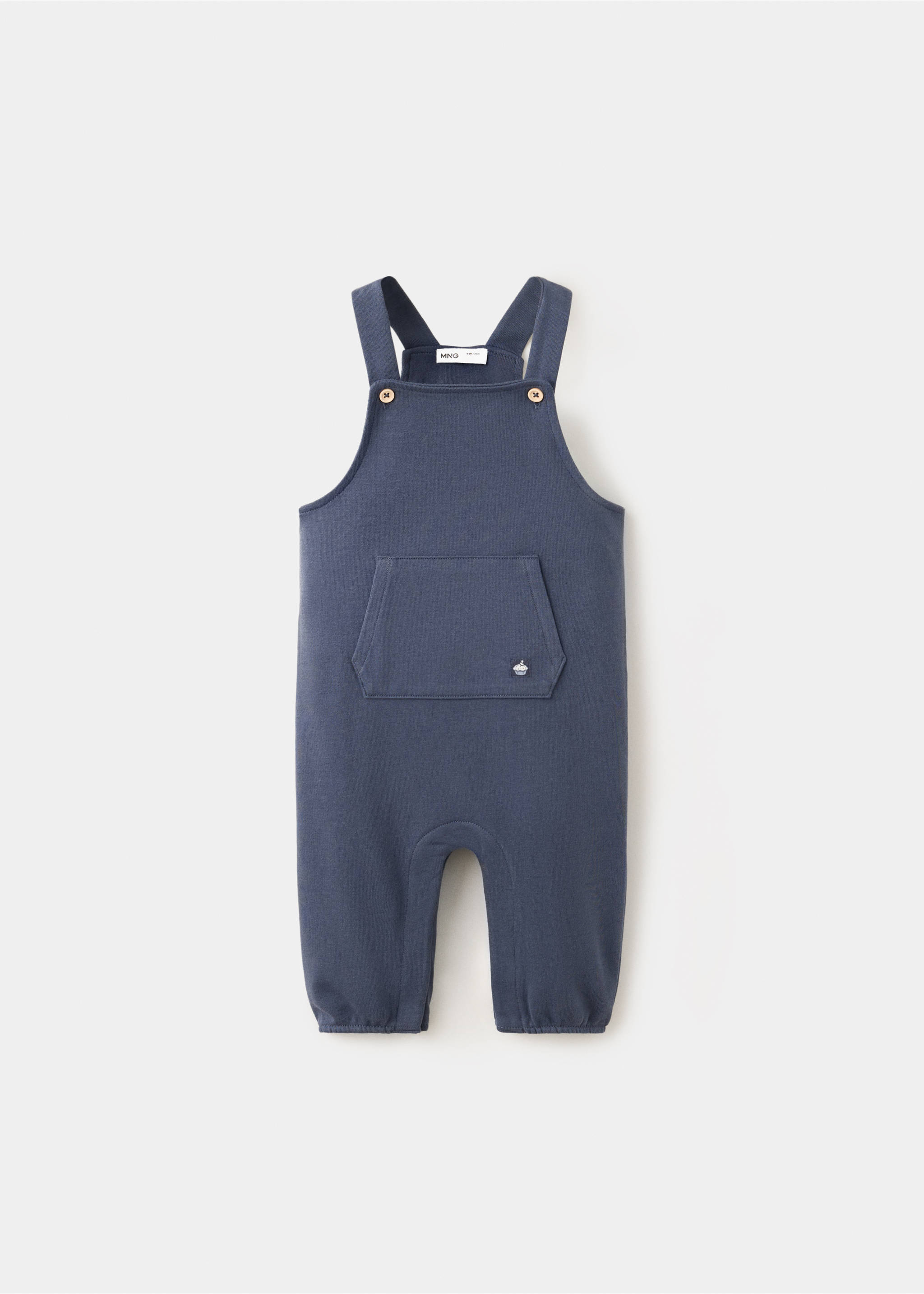 Dark blue children's dungarees with a central chest pocket and buttoned straps., Navy. Ref: 37097936-00.