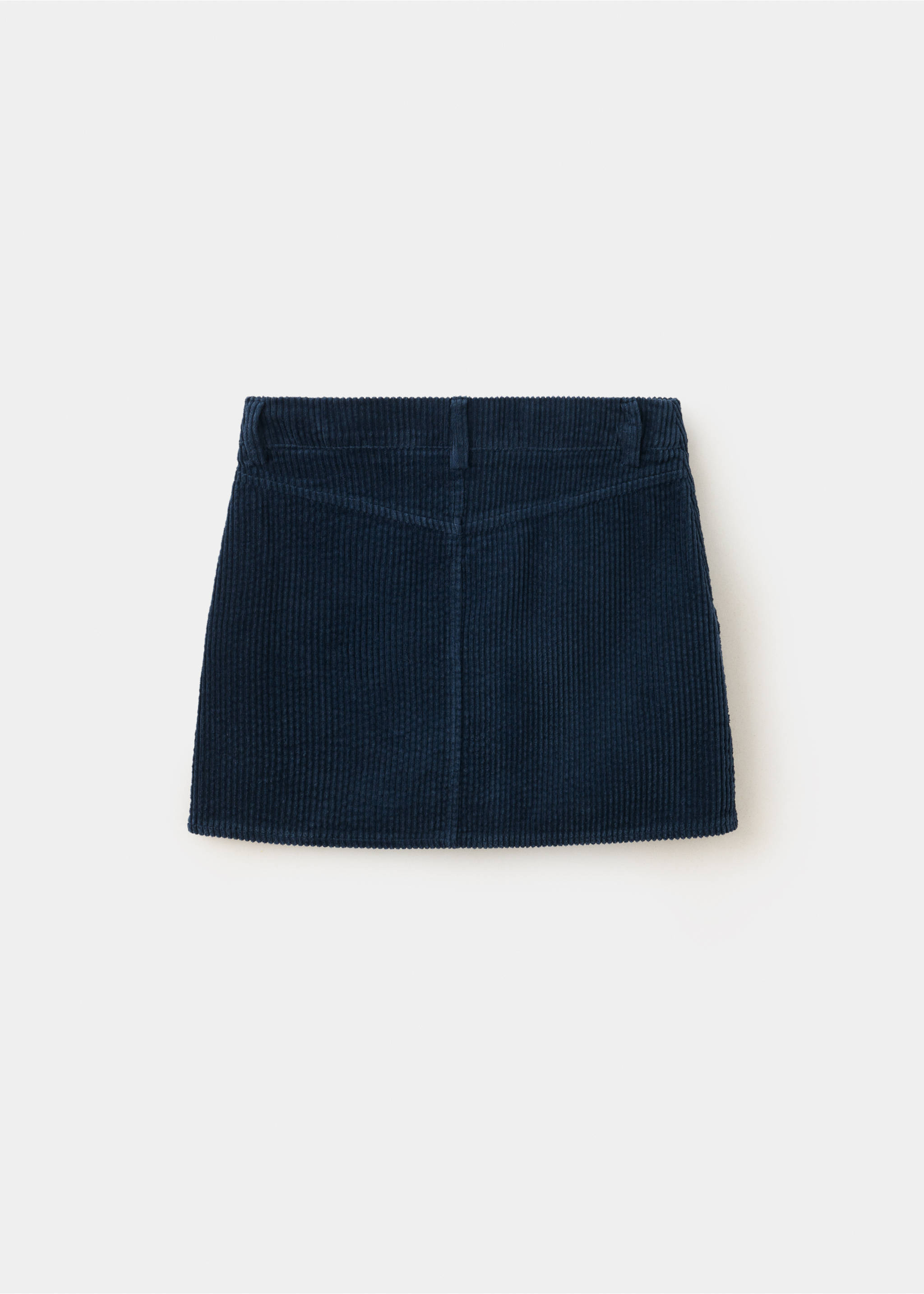 Dark blue corduroy skirt, shown from the back., Navy. Ref: 37098269-00.