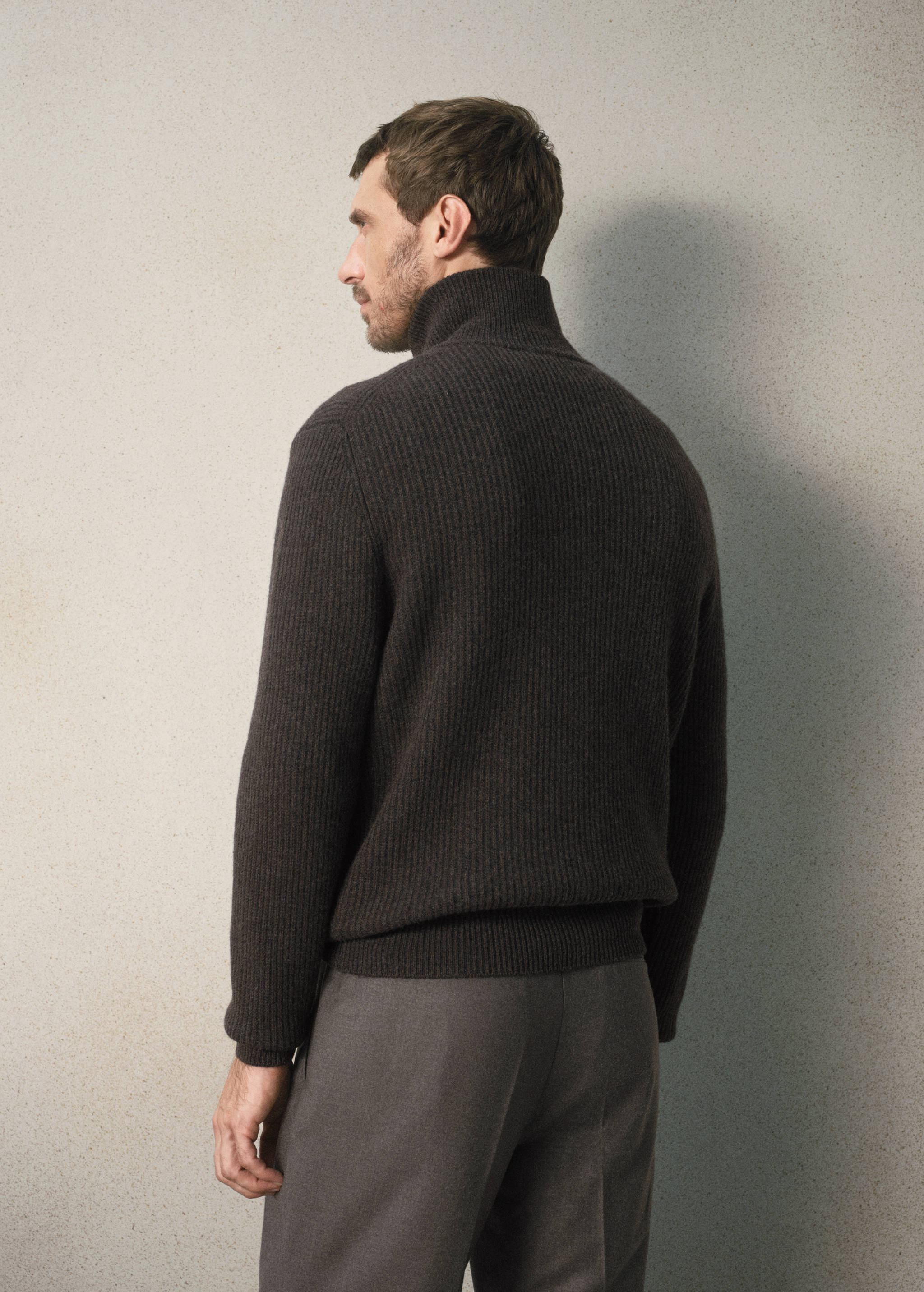 Wool polo jumper with zip collar - Reverse of the article