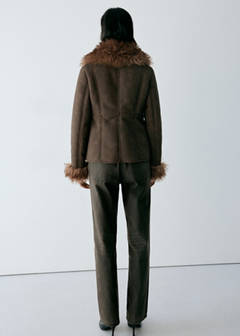 Suede-effect faux-fur jacket — Brown 3