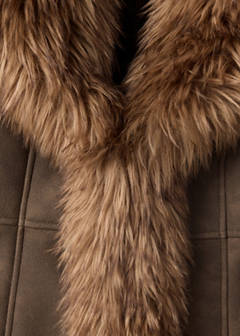 Suede-effect faux-fur jacket — Brown 9