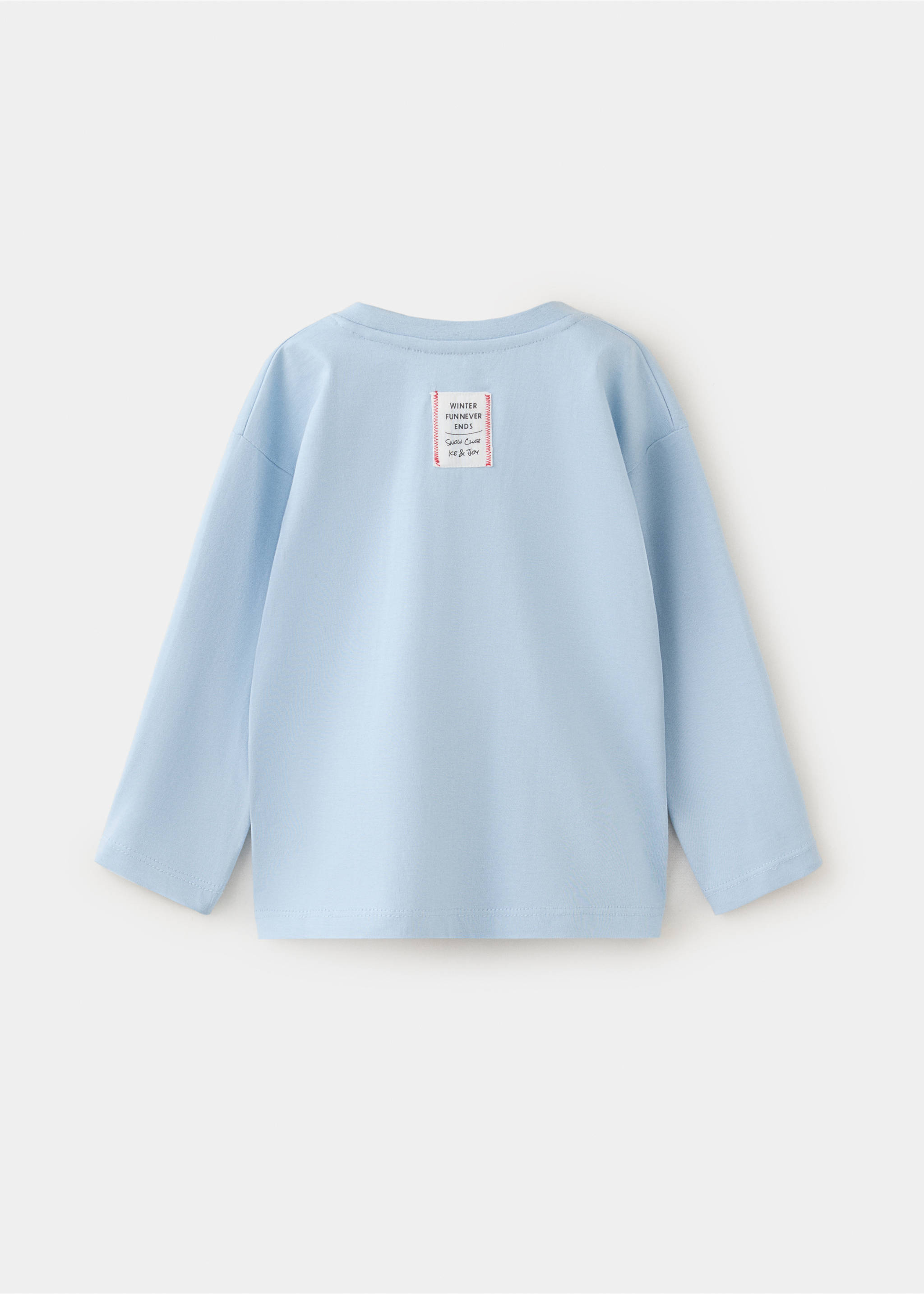 Cotton T-shirt with print detail - Reverse of the article, Sky Blue. Ref: 37098278-00.