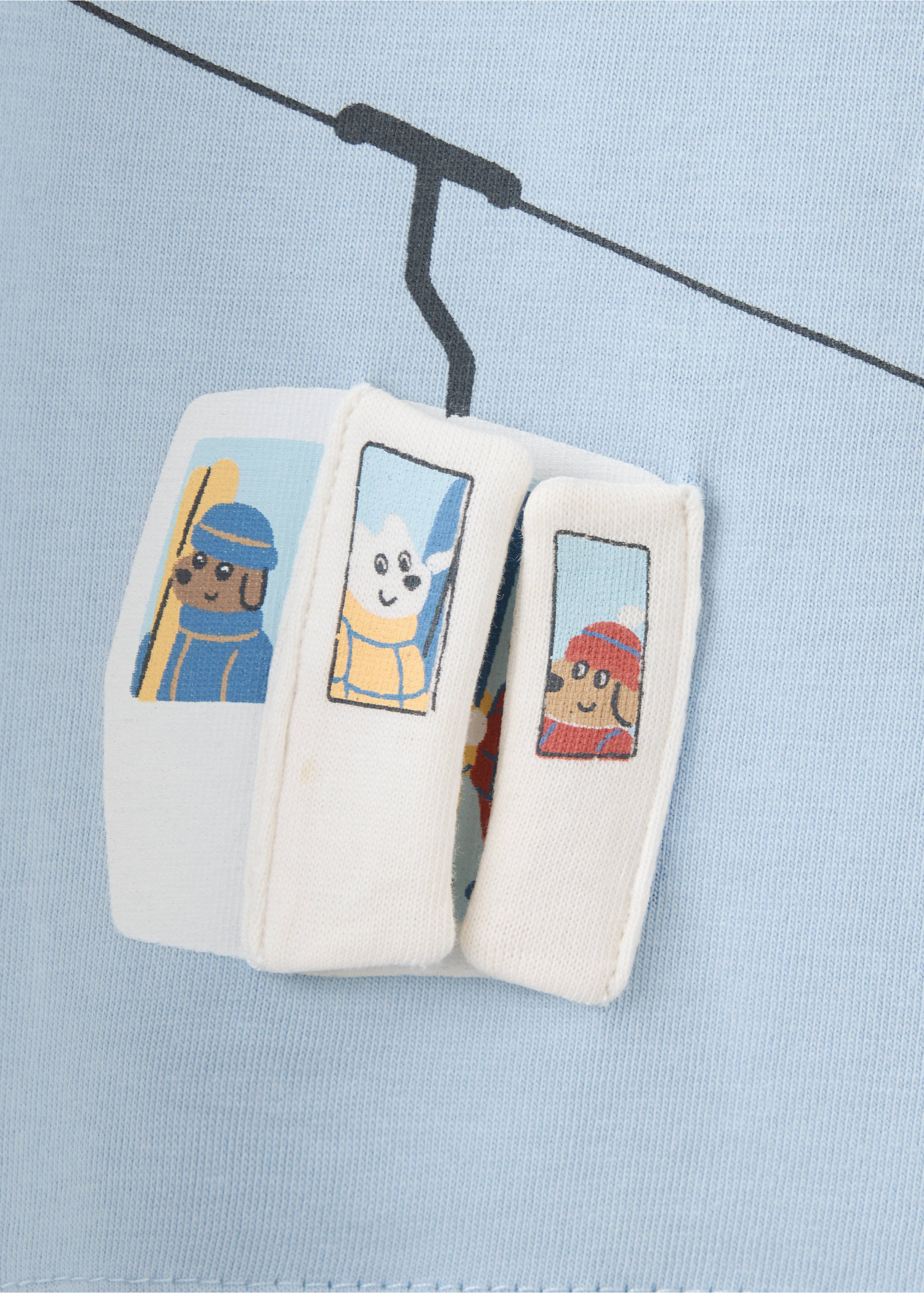 Cotton T-shirt with print detail - Details of the article 8, Sky Blue. Ref: 37098278-00.