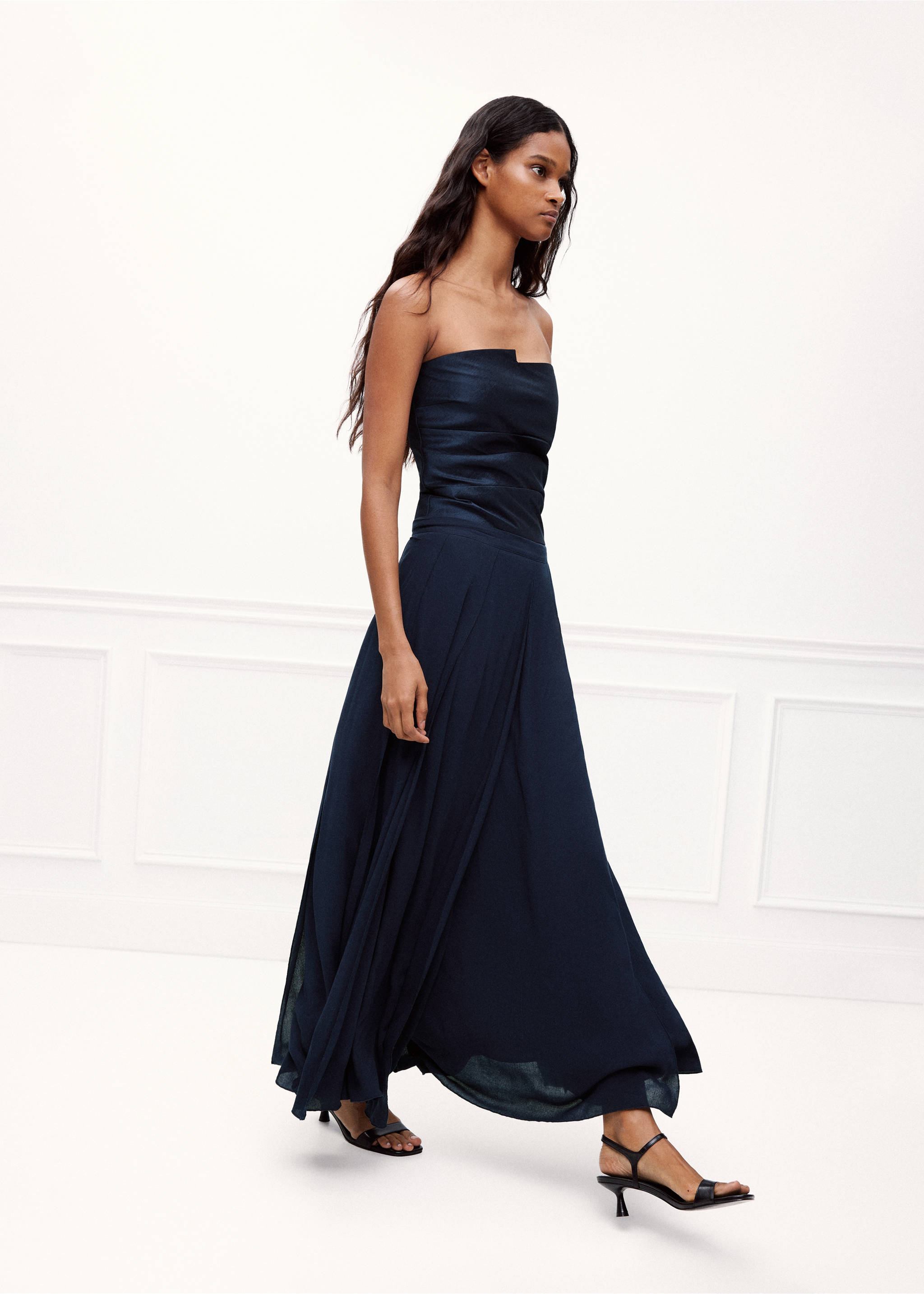 Chiffon skirt with seams - General plane, Navy. Ref: 37098283-00.