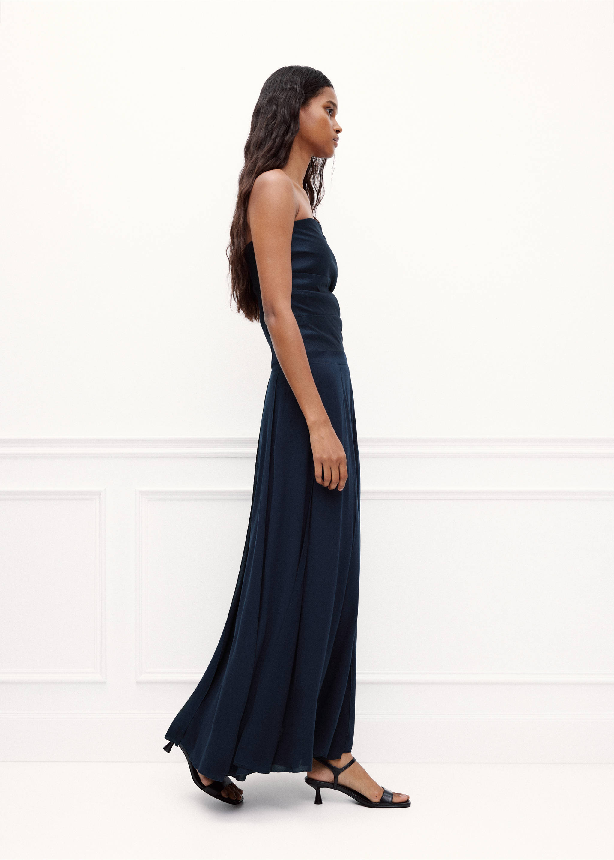 Chiffon skirt with seams - Medium plane, Navy. Ref: 37098283-00.