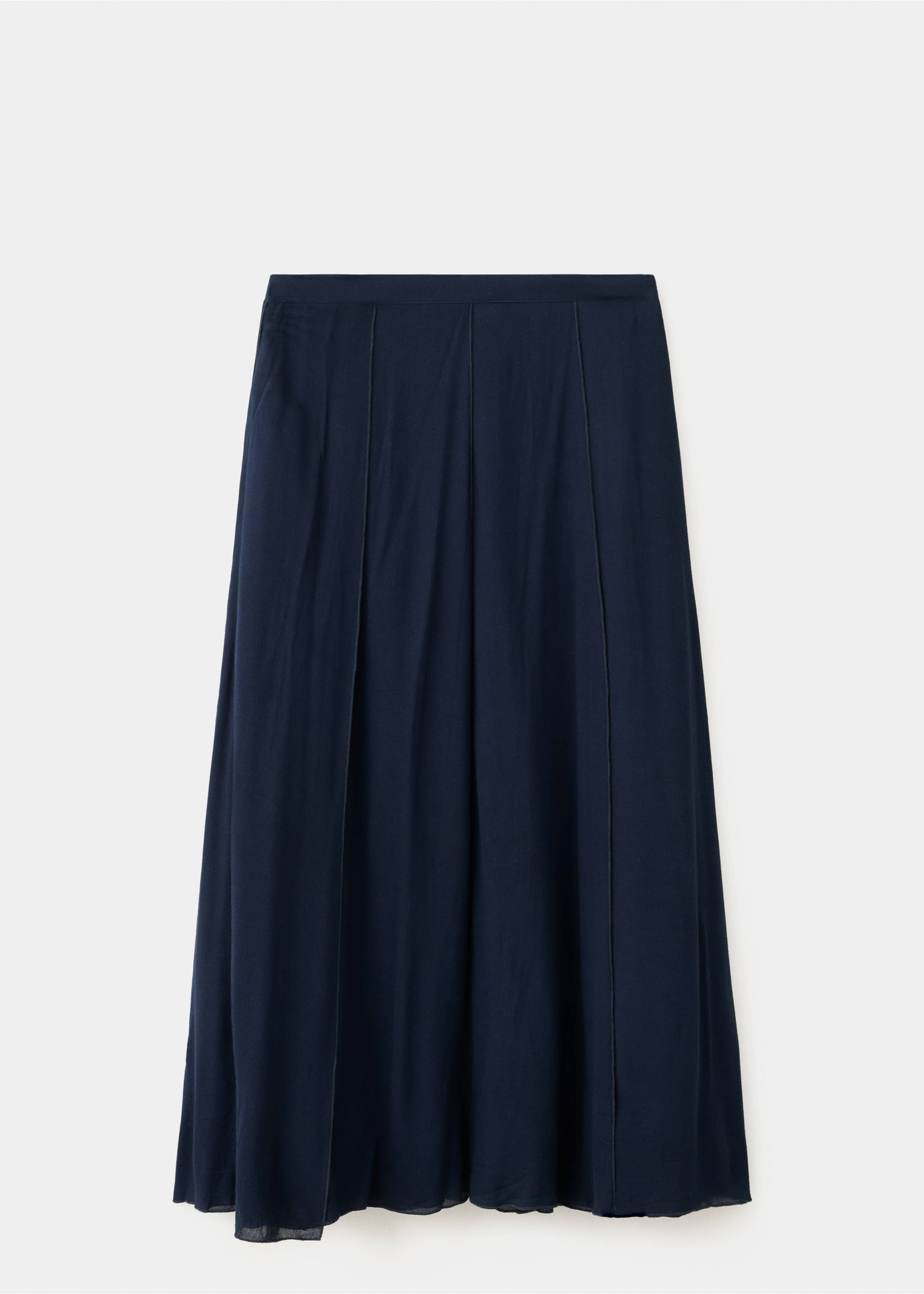 Navy blue midi skirt with vertical seam details, Navy. Ref: 37098283-00.