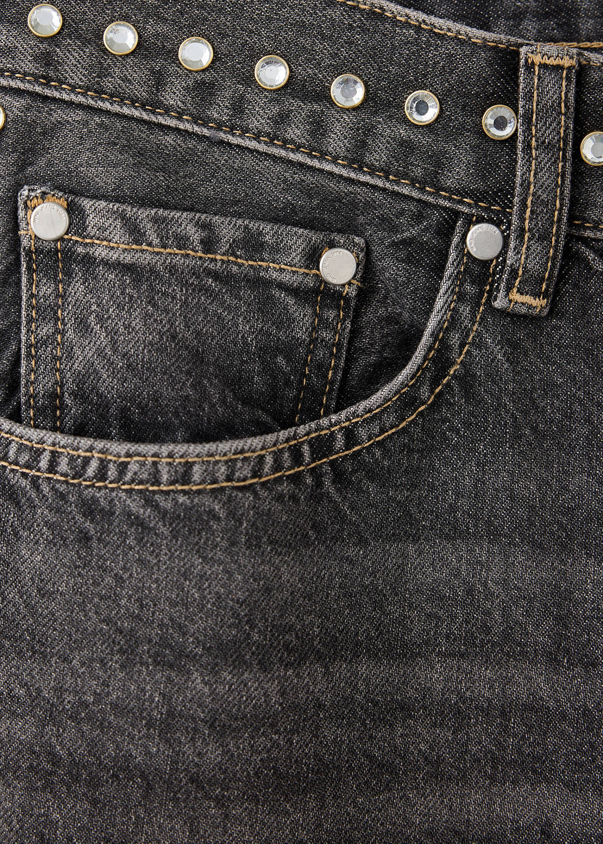 Straight-fit jeans with studs — Denim Grey