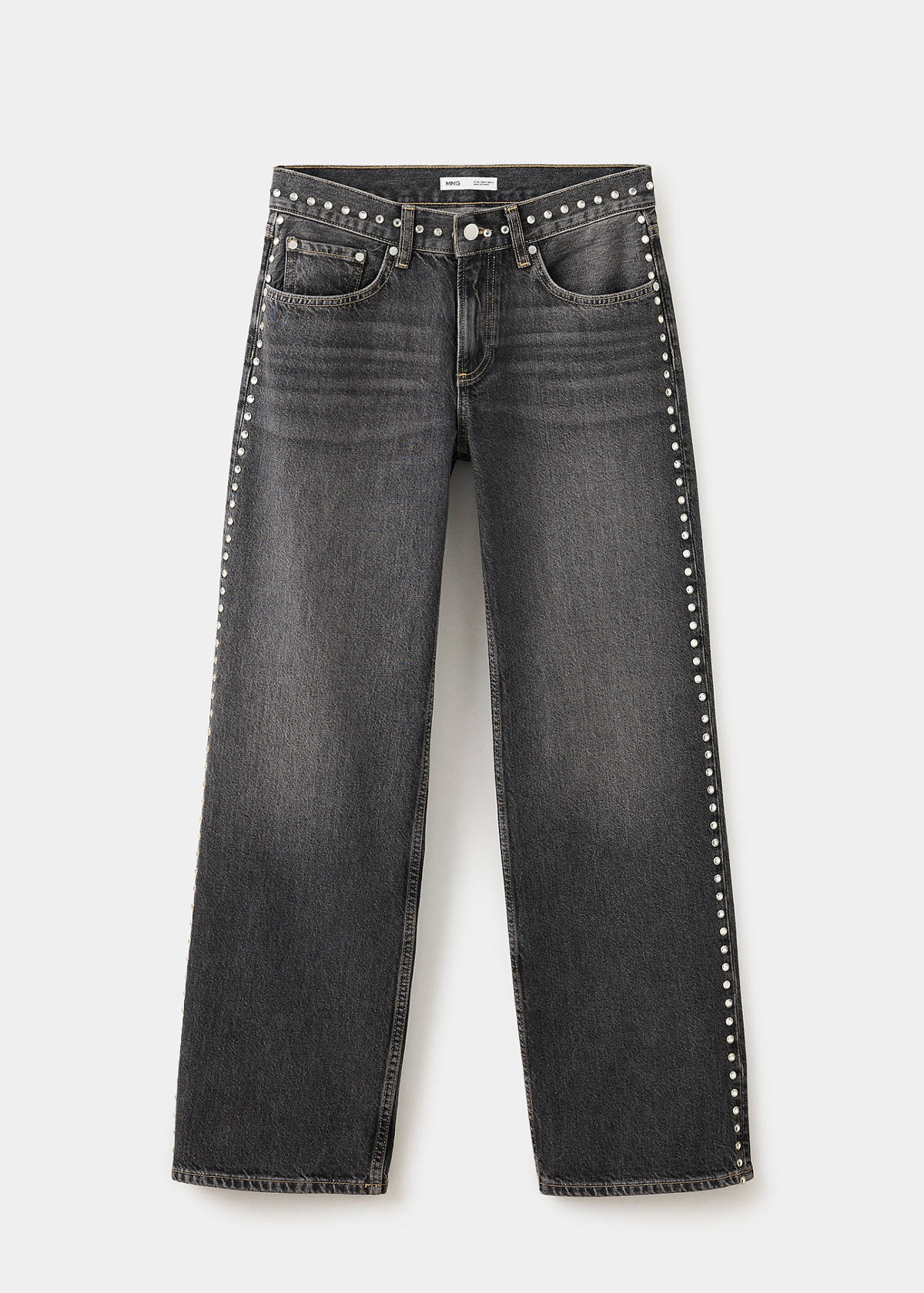 Straight-fit jeans with studs — Denim Grey