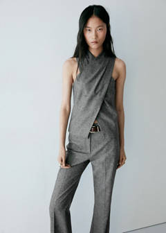 Wrapover marl wool top — Medium Heather Grey 1