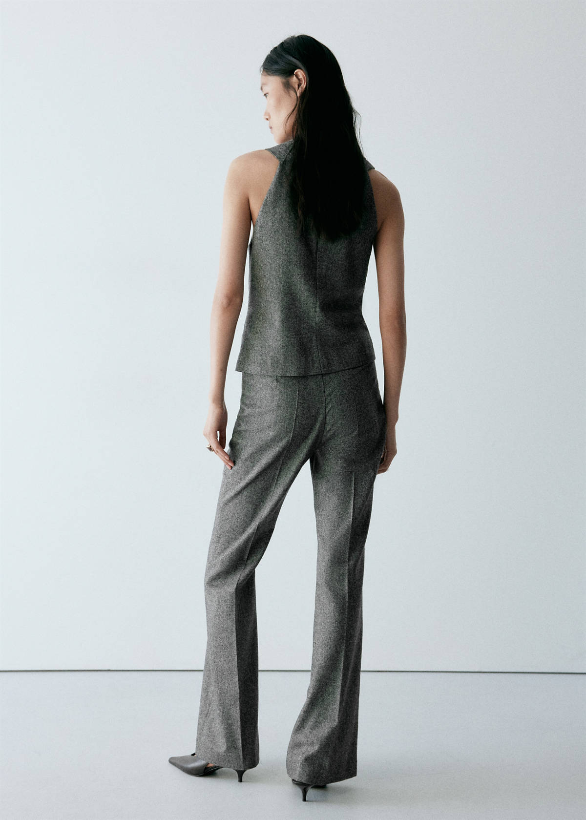 Wrapover marl wool top — Medium Heather Grey