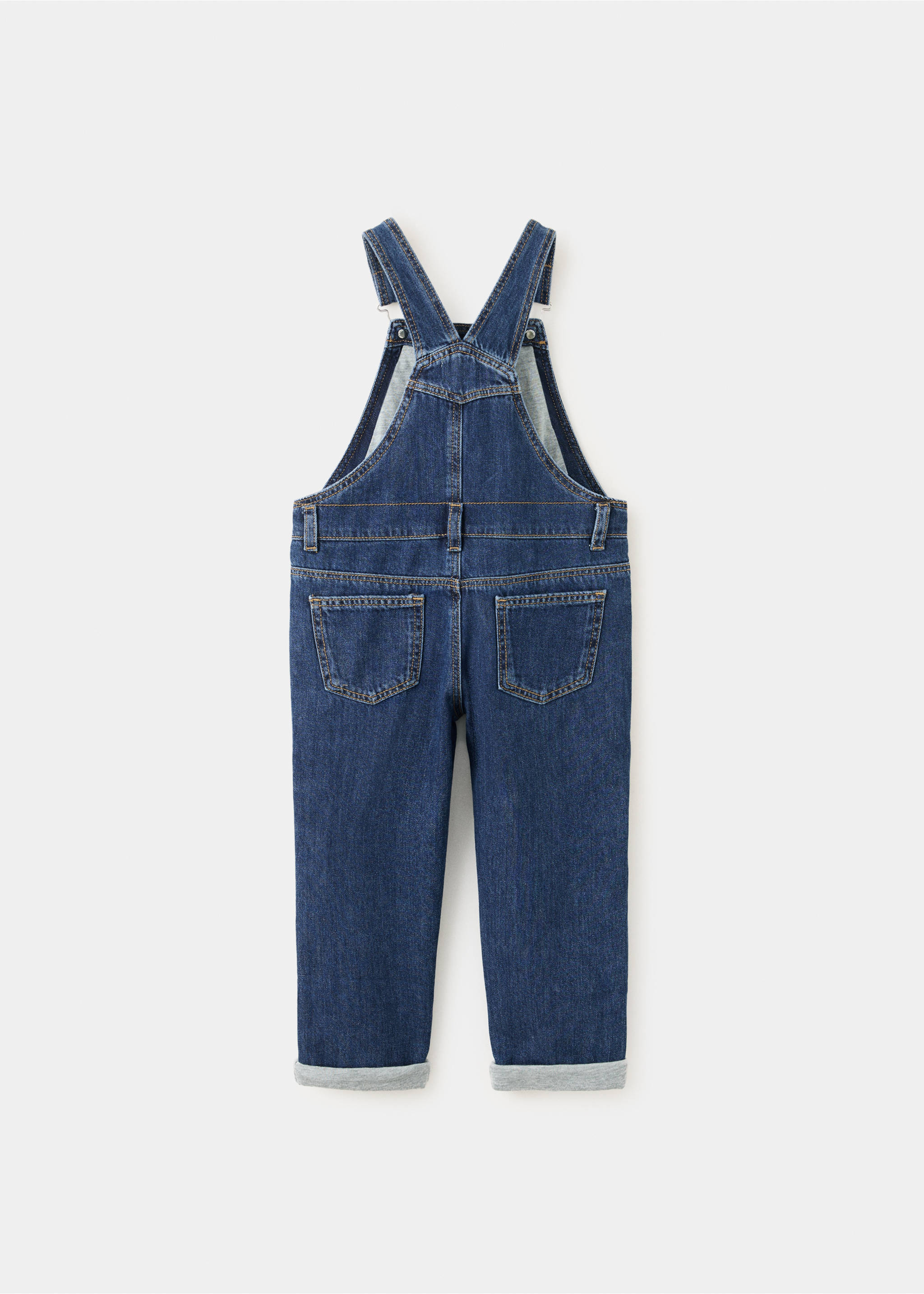 Jeans-Latzhose aus Baumwolle - Rückseite des Artikels, Dunkelblau. Ref: 37098633-00.